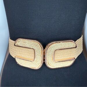 Bohemian khaki stretchy paper waistband belt